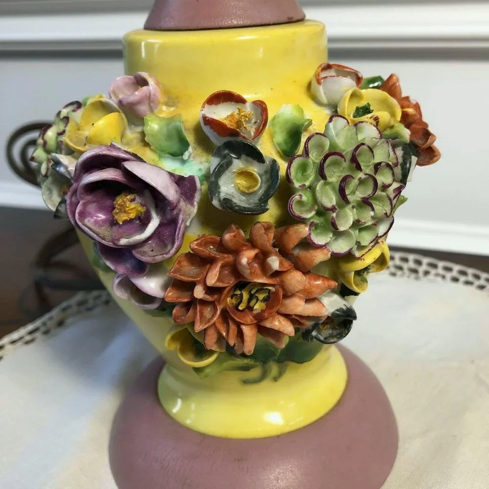 MCM porcelain floral boudoir lamp - Picture 5 of 11